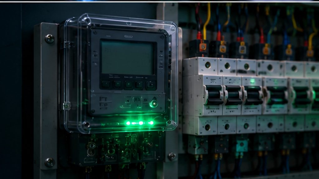 Commercial electricity meter for kWh kVA and power factor monitoring